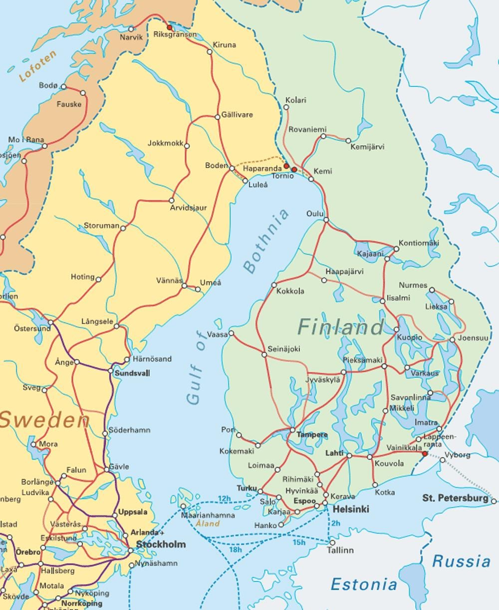 Финска воз мапа