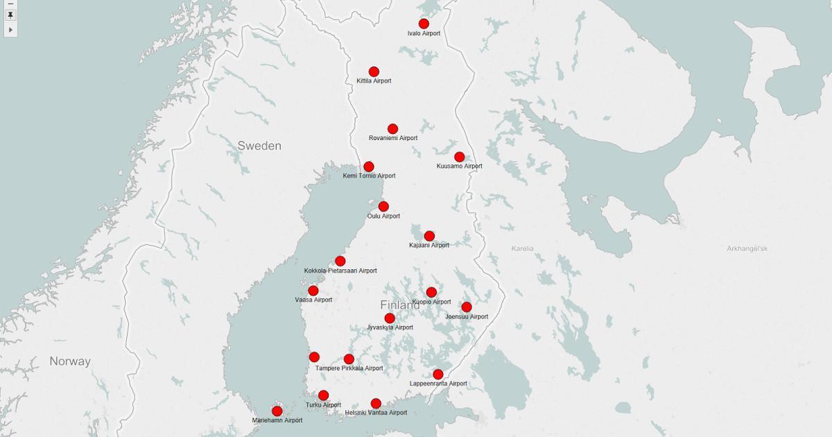Карта на Финска аеродроми