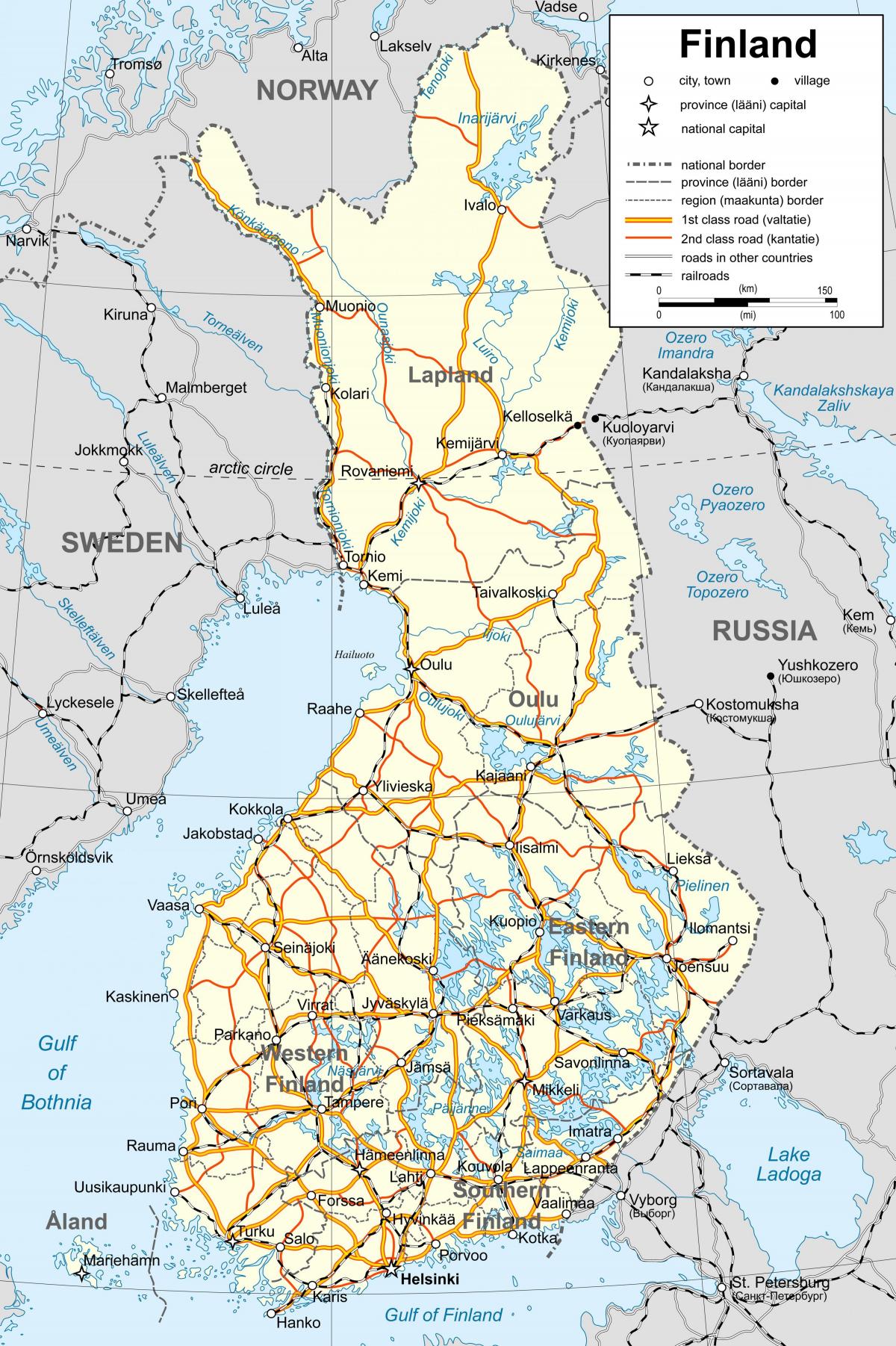 Карта на Финска политички
