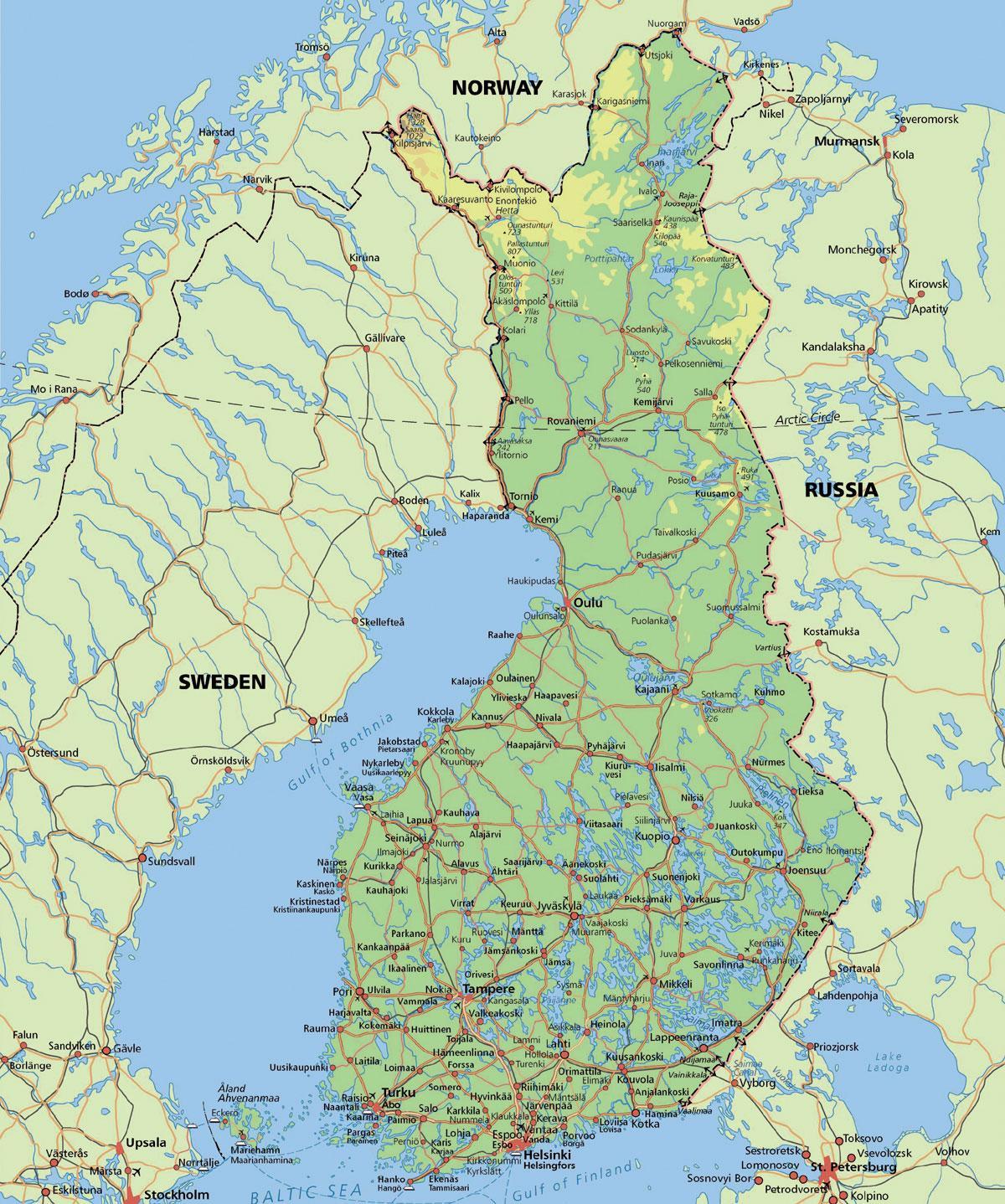 Карта на арктикот круг Финска