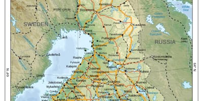 Карта на физички Финска