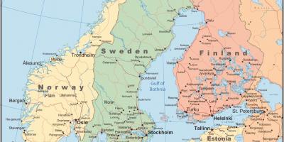 Карта на Финска и околните земји